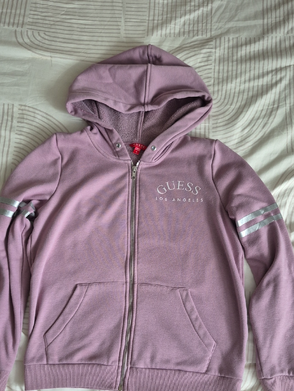 GUESS  Hooded Zip Sweatshirt with Stripe Accent